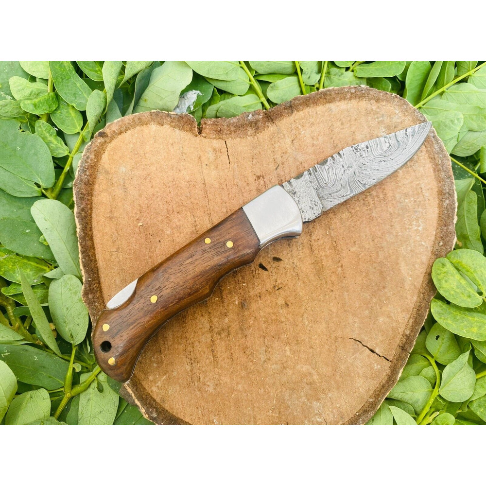 7 Handmade Damascus Steel Folding Knife  for sale