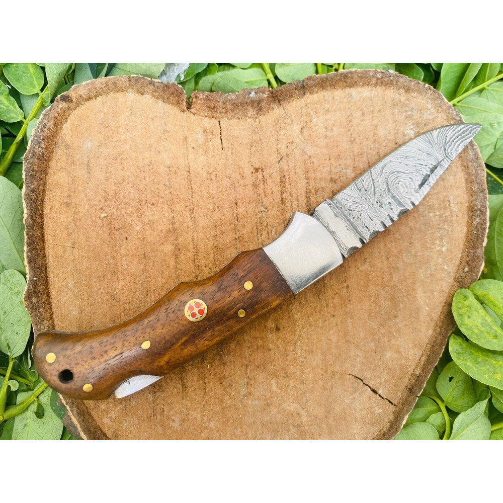 7 Handmade Damascus Steel Folding Knife  for sale