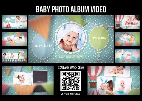 Baby Photo Album Video, Photo Album Birthday Video MOV format