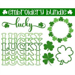 Shamrock Embroidery Designs, MACHINE EMBROIDERY, Lucky Embroidery, St Patrick's Embroidery, 6 Designs, Digital Download,