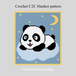 Crochet C2C Panda on the cloud blanket pattern PDF Download