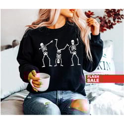 dancing skeleton halloween sweatshirt for women, halloween sweater, skeletons shirt oversized t shirt skeleton sweatshir