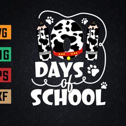 101 days of school dalmatian dog 100 days smarter svg, eps, png, dxf, digital download