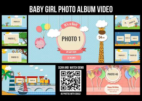 Baby Girl Photo Album Video, Photo Album Birthday Video MOV format