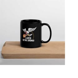 lord of the strings coffee mug, gift for guitarist mens women electric guitar mug, vintage rock mug, graphic bass guitar