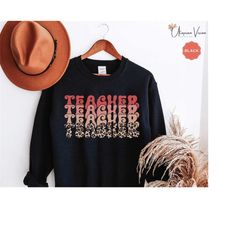 leopard teacher sweatshirt gift for teacher shirt 4k teacher life tshirt for back to school teacher appreciation t-shirt