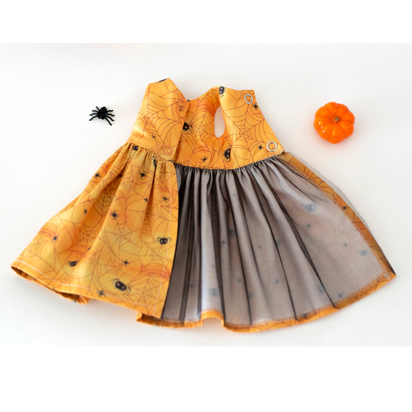 Orange Spider Web Doll Dress for Halloween