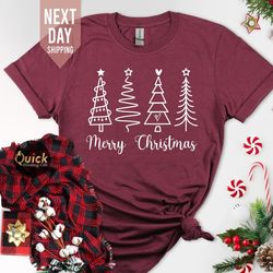 merry christmas tree tshirts, matching family christmas outfit, cute christmas shirts for women men, holiday shirt, xmas