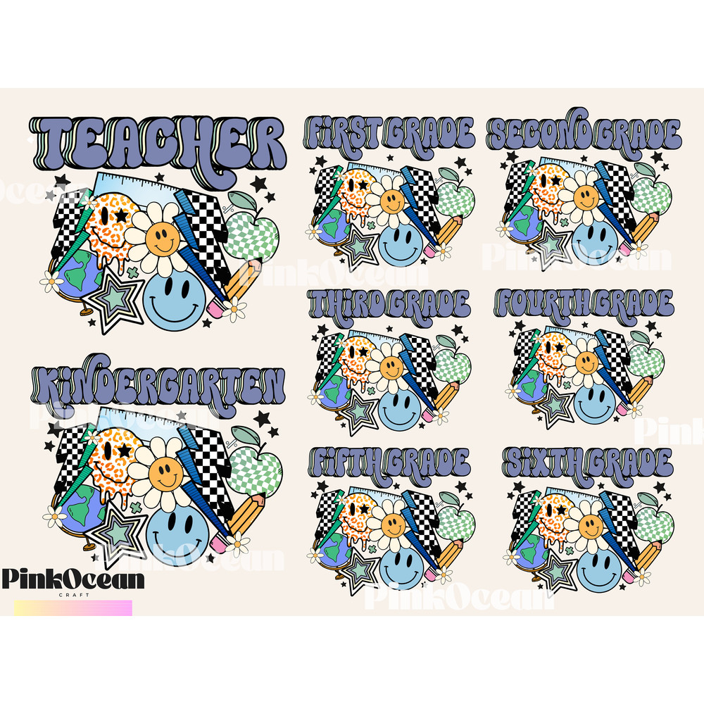 Back to School Bundle, Kindergarten, Pre K PNG, First Day Of School, School Png, Retro PNG, First Second Third Grade Design, School Png - 1.jpg