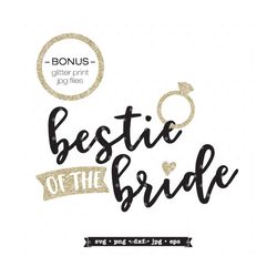 bestie of the bride svg design, wedding party mask svg files, maid of honor svg, brides bestie svg, wedding svg, wedding