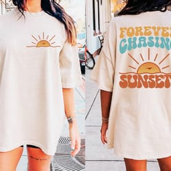 forever chasing sunsets png svg, retro summer sublimation, aesthetic summer, trendy summer png, summer sunset png sublim