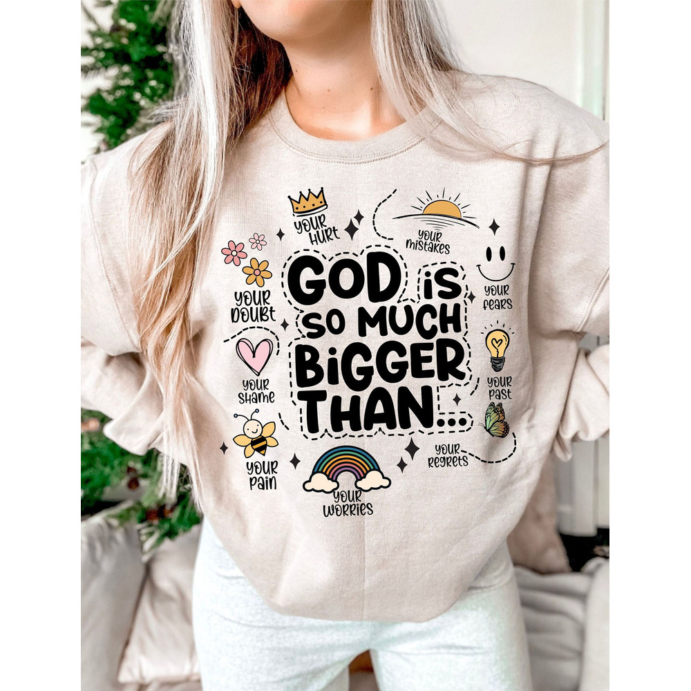 God is Bigger Hoodie Design svg, Retro Christian Sublimation, Bible Affirmations PNG, Dear Person design, Jesus Doodle png, Commercial Use - 1.jpg