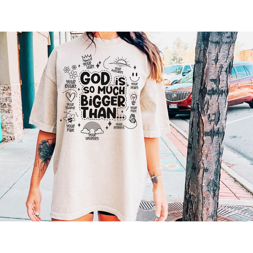 God is Bigger Hoodie Design svg, Retro Christian Sublimation, Bible Affirmations PNG, Dear Person design, Jesus Doodle png, Commercial Use - 2.jpg