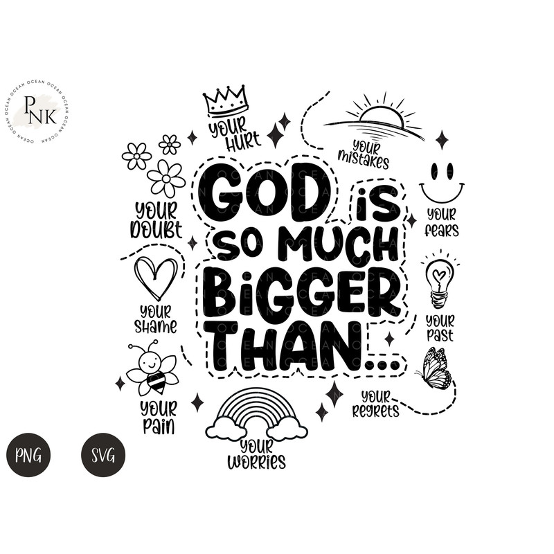 God is Bigger Hoodie Design svg, Retro Christian Sublimation, Bible Affirmations PNG, Dear Person design, Jesus Doodle png, Commercial Use - 4.jpg