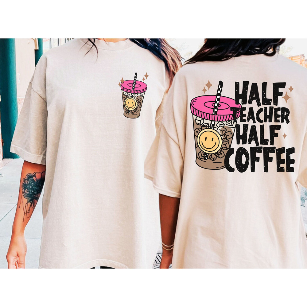Half Teacher Half Coffee Sublimation Design, Retro Teacher png, Printable PNG, Trendy Sublimation Design, - 1.jpg