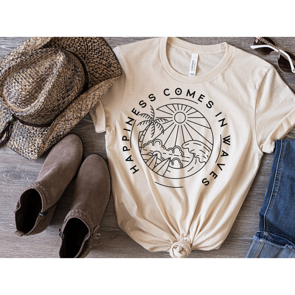 Happiness Comes in Waves SVG, Summer Shirt Svg, Positive Svg, Waves Svg, Beach Svg, Summer Vacay Vibe svg, Png - 1.jpg