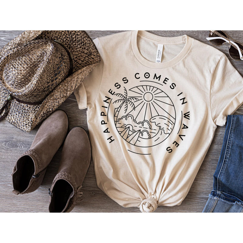 Happiness Comes in Waves SVG, Summer Shirt Svg, Positive Svg, Waves Svg, Beach Svg, Summer Vacay Vibe svg, Png - 1.jpg