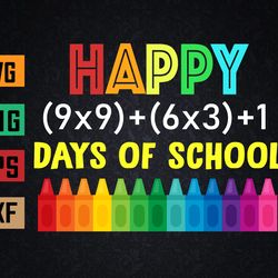 happy 100 days of school math formula math teacher student svg, eps, png, dxf, digital download