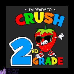 crush 2nd grade strawberry sunglasses svg, back to school svg