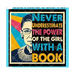 SVG Never Underestimate The Power Of A Girl With A Book Svg,RBG Shirt ,Ruth Bader Ginsburg Notorious Svg, Feminism Prote