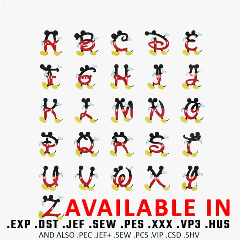 Alphabet a to z embroidery design