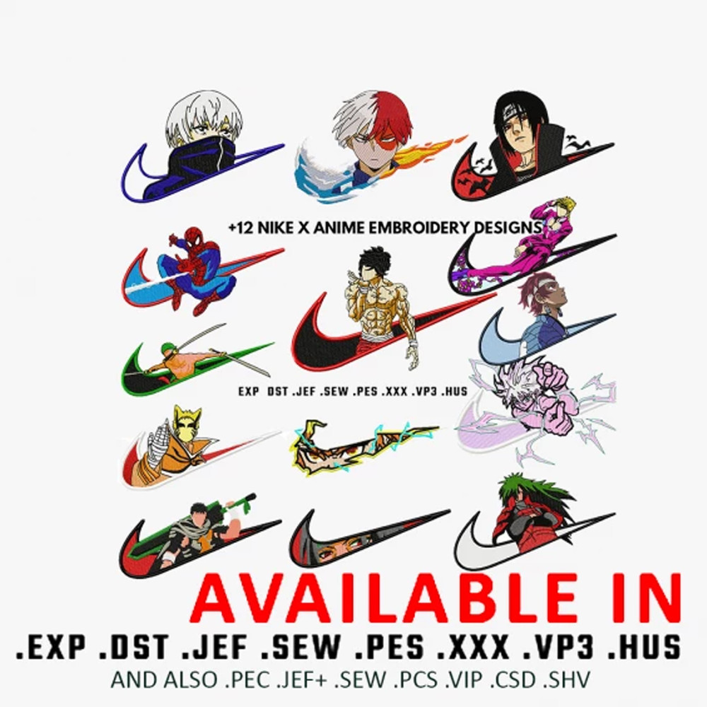 Anime swoosh embroidery design 2