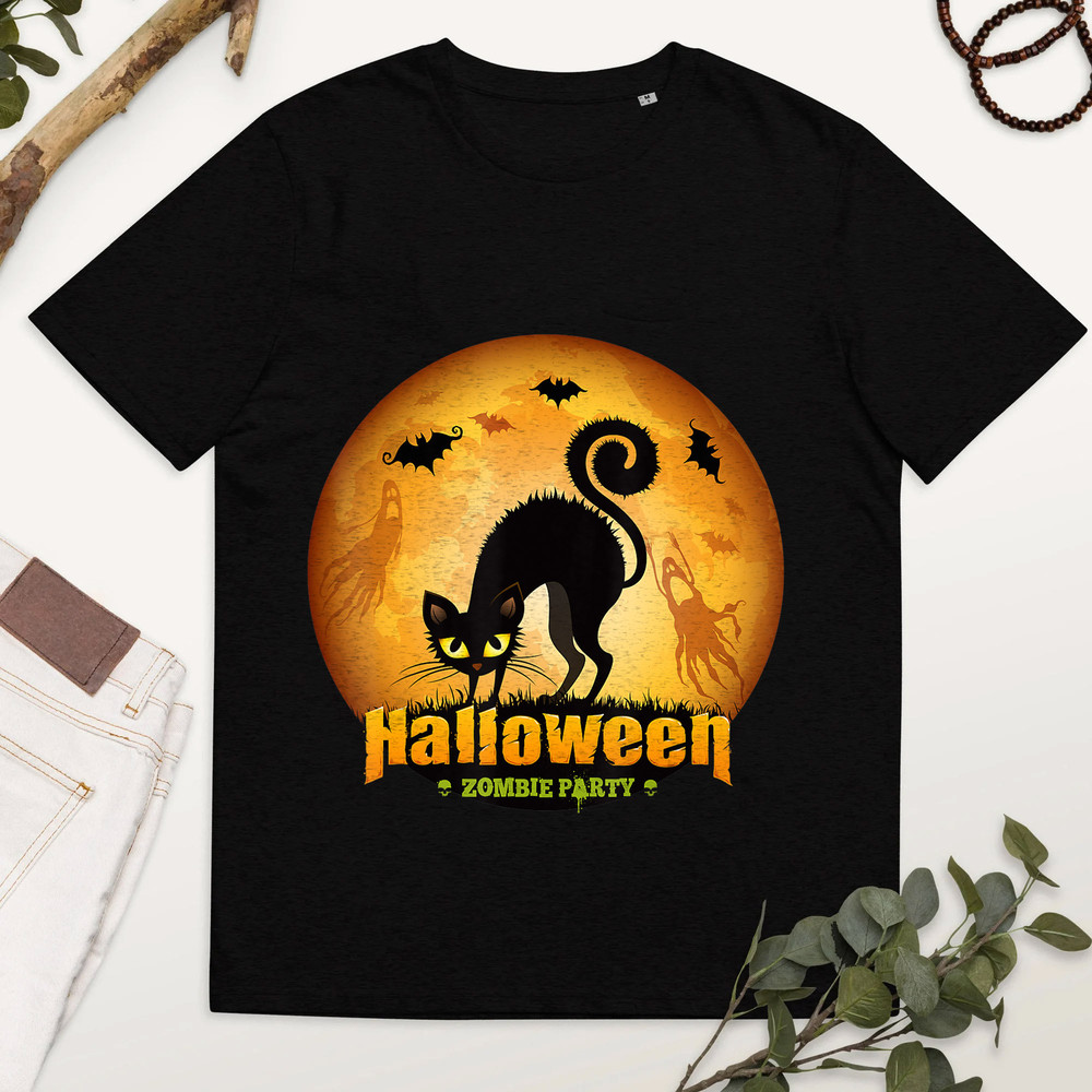 Bats Cats Ghosts Zombie Party Halloween Print Shirt, Halloween Black Cat Shirt, Cat Lover Shirt-5.jpg