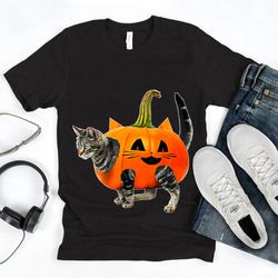 halloween jack o lantern pumpkin cat shirt, black cat jack o lantern shirt, halloween pumpkin cat tee-3