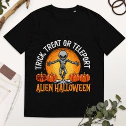 alien halloween trick or treat extraterrestrial alien ufo shirt, retro alien tshirt, ufo halloween shirt-2