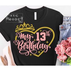 13th Birthday SVG PNG PDF, 13th Birthday Svg, Birthday Svg, 13th Birthday Princess Svg, My 13th Birthday Svg, It's My Bi