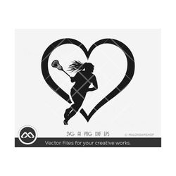 Lacrosse SVG Heart Girl - lacrosse svg, lacrosse silhouette, sports svg, svg cut file, digital file, clipart