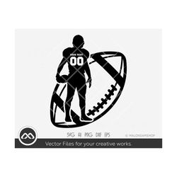 American football Customized Silhouette Name and Number - American football svg, Vinyl Cutting, Cricut file, CNC, laser
