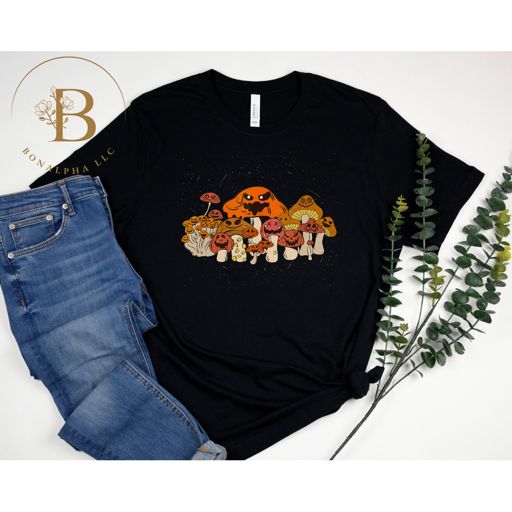 Halloween Mushroom Pumpkin T-Shirt, Retro Halloween Mushroom T-Shirt, Mushroom Shirt, Party Halloween Shirt-6.jpg