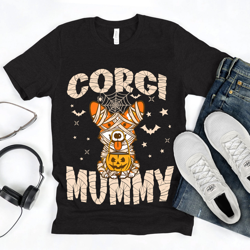 Halloween Costume Dog Lover Owner Outfit Adult Corgi Mummy Shirt, Halloween Corgi Mummy Shirt, Corgi Lover Tee-4.jpg