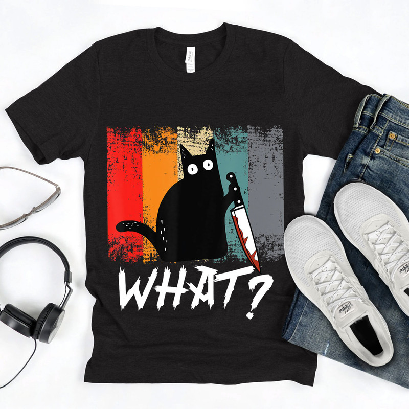 Black Cat What Shirt, Cat What Shirt, Black Cat Shirt, Funny Halloween Shirt, Cat Lover Shirt, Halloween Gift Shirt-1.jpg
