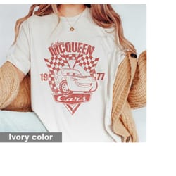 disney cars comfort color shirt, light mcqueen shirt, car pixar shirt, mcqueen 1977, disney cars land shirt, gift for he