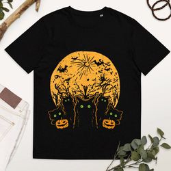black cats full moon halloween animal pet men women kids, black cat shirt, halloween black cat tee, moon halloween shirt