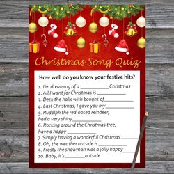 Christmas party games,Christmas Song Trivia Game Printable,Gold christmas toys Christmas Trivia Game Cards