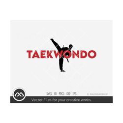 Taekwondo SVG file, martial art svg, taekwondo svg, sports svg, black belt svg, silhouette, png, cut file for lover
