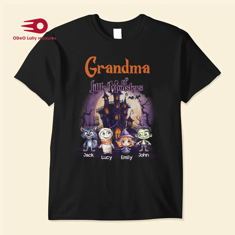 Halloween Grandma And Kid Shirt Hoodie, Grandma Of Little Monsters Family Personalized Unisex T-shirt, Halloween Gift For Grandma.jpg