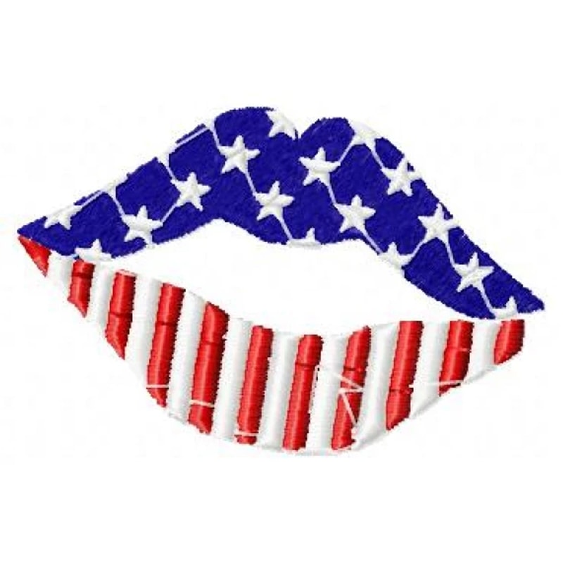Patriotic lips embroidery design
