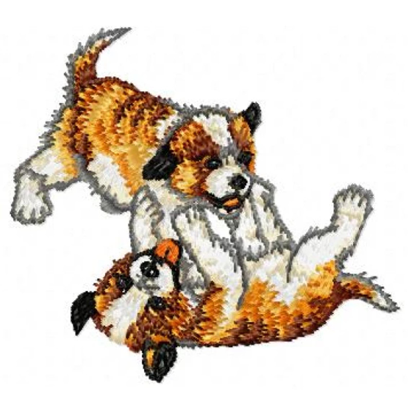 Two dog cute embroidery design