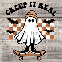Creep It Real svg, Creep It Real PNG, Ghost Skateboarding, Halloween Skateboard SVG, PNG, DXF, EPS