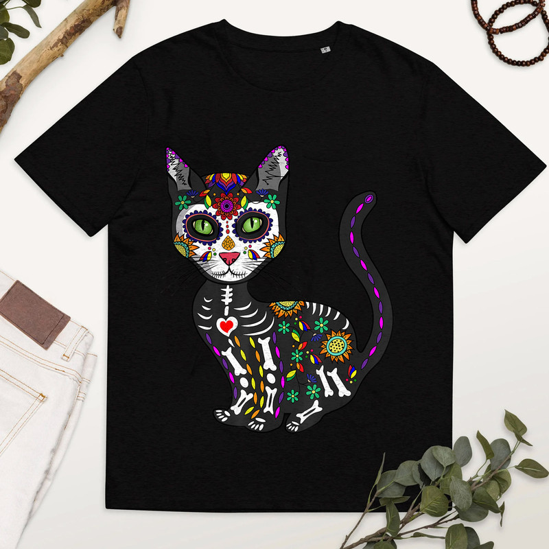 Cute Sugar Skull Mexican Cat Halloween Day Of The Dead, Halloween Costume, Skull Cat Halloween Shirt, Cat Shirt, Cute Sugar Skull Cat-1.jpg