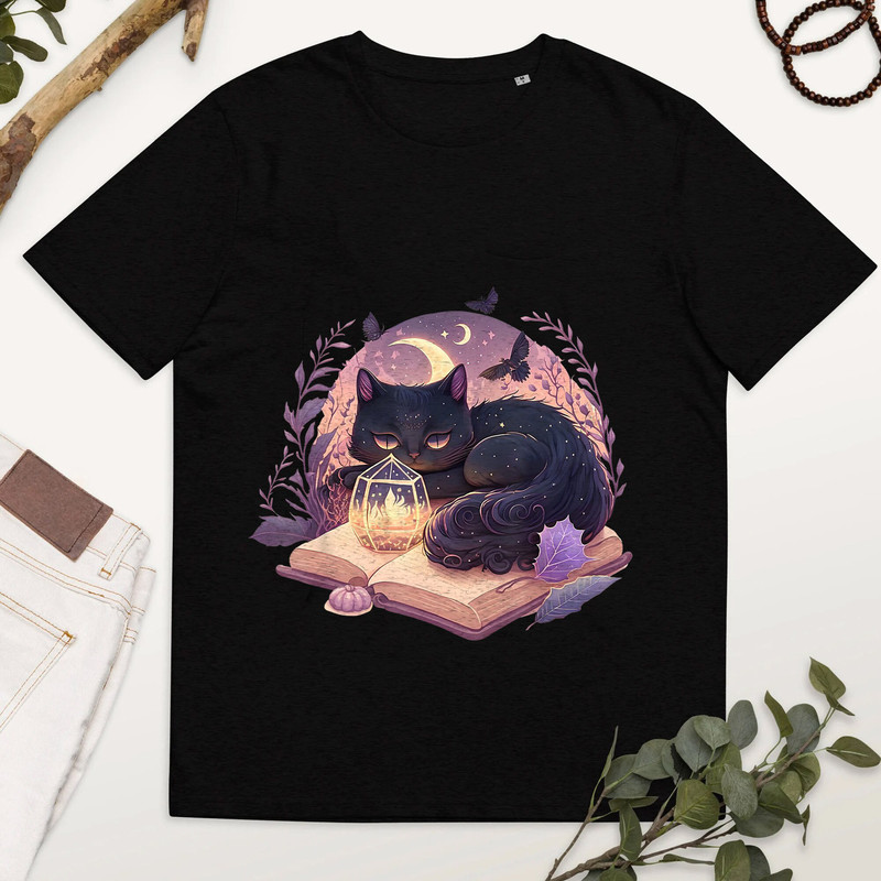 Black Cat Witchy Spellbook Spooky Halloween Magic Aesthetic, Black Cat Witchy Spellbook Shirt, Halloween Black Cat Tee, Cat Lover Shirt-1.jpg