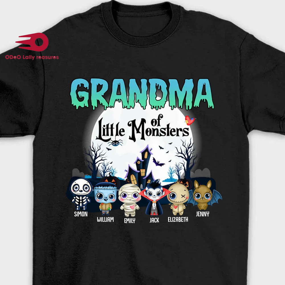 Hallowen Grandma T-shirt, Personalized Nana Of These Little Monsters, Personalized Custom Unisex T-Shirt, Gift For Grandma, Halloween Mama-6.jpg