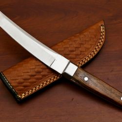 handmade d2 custom rose wood full tang tanto blade hunting knife