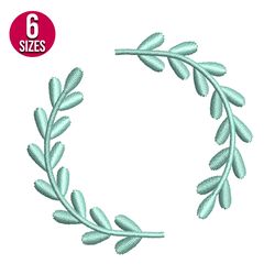 Leaf Wreath embroidery design, Machine embroidery pattern, Instant Download