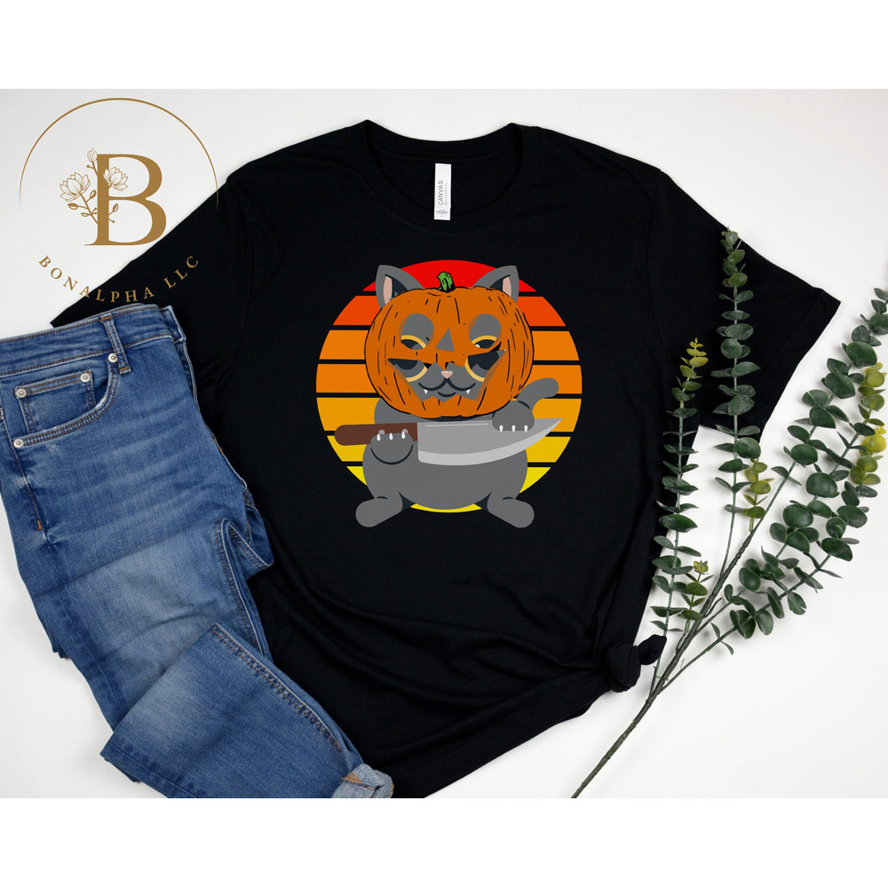 Halloween Cat Pumpkin Head T-Shirt, Black Cat Pumpkin Halloween Shirt, Cat Lover Shirt, Black Cat Shirt, Halloween Cat Shirt, Cat Halloween-1.jpg