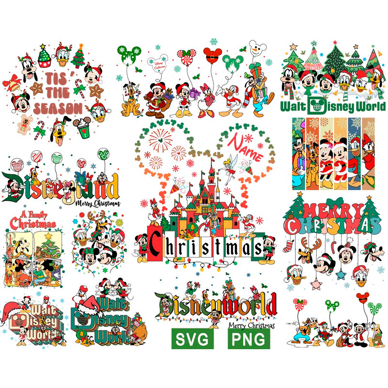 Mickey Merry Christmas Friends Design Svg Png Bundle